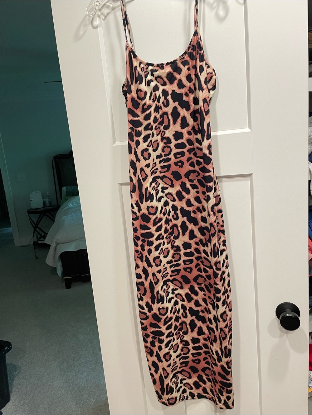 Leopard Print Slip Dress in Pink and Black